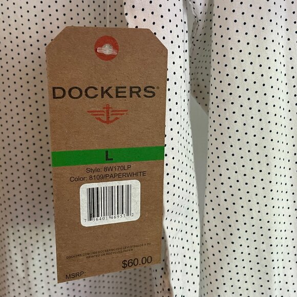 Men's Dockers LS Poplin Print Dots Button Up Shirt | Size L | NWT - Picture 3 of 5